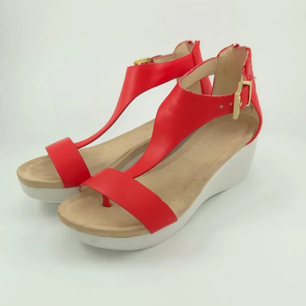 Kenneth Cole Reaction New Gal Women's Size 6 Red White Wedge Sandal